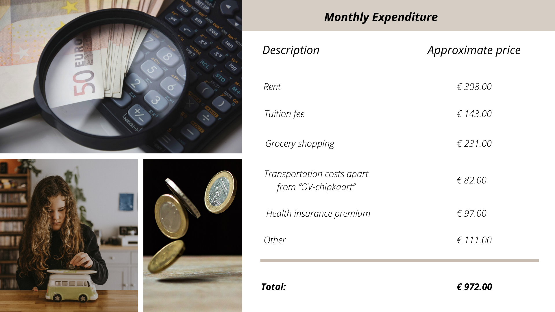 monthly expenditure